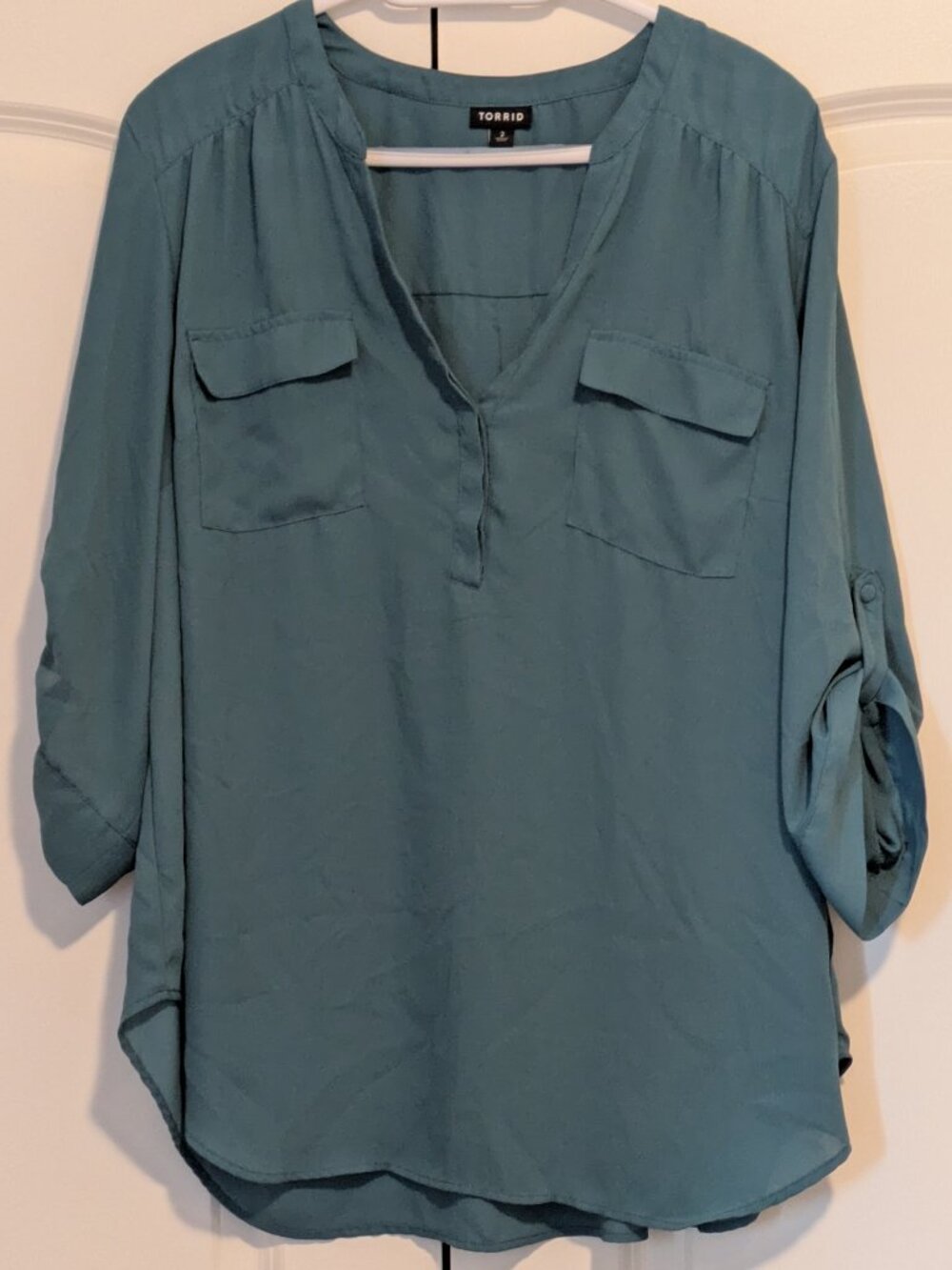 Teal Torrid Harper Blouse, Size 2